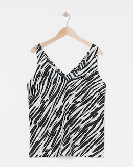 Zebra Print Sleeveless V Neck Cami
