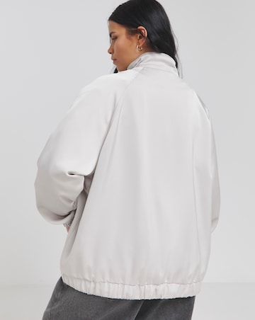 Grey Satin Bomber