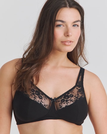 Pretty Secrets (2 Pack) Cotton Lace Non Wired Full Cup Bras (B-G) White/Black