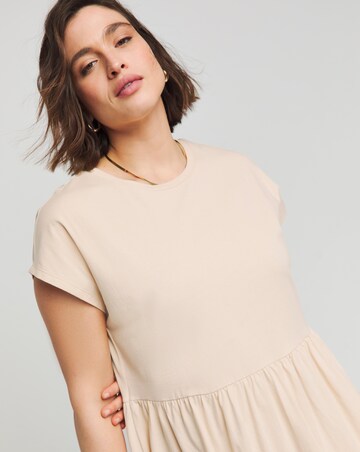 Sand Cotton Jersey Midi Dress