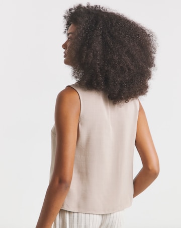 Taupe Viscose V Neck Waistcoat