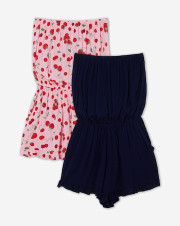 Simply Be (2 Pack) Value Beach Playsuits Cherry Print