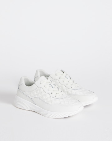 Heavenly Soles Rosetta Lace Up Patterned Leather Trainer - Extra Wide Fit (EEE)