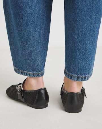Mykonos Net Mesh Mary Jane Ballerinas Extra Wide EEE Fit