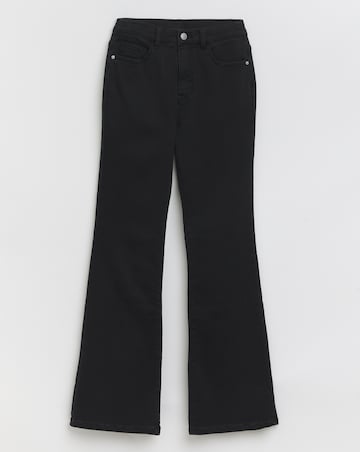 Black Fleece Lined Cosy Warm Feel Stretch Flare Leg Jeans
