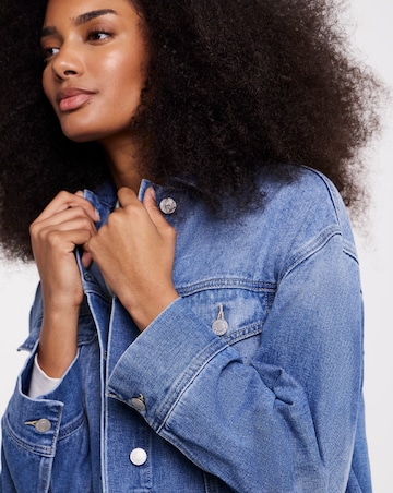 Mid Blue Curved Seam Boyfriend Jacket