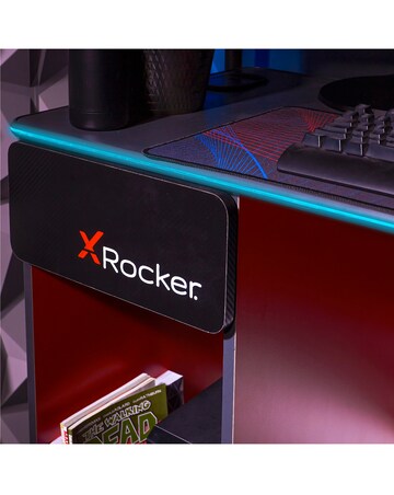 X Rocker Carbon-Tek Desk with Wireless Charging and Neo Fiber LED