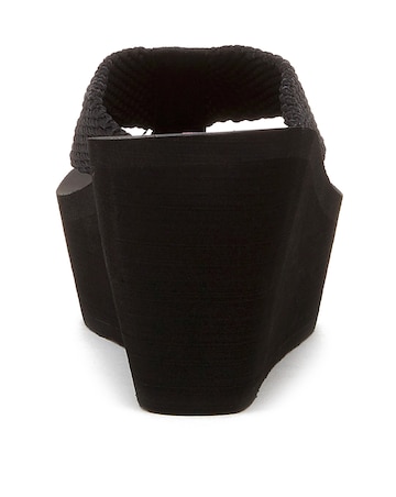 Rocket Dog Black Webbing Toe Post Wedge Sandals