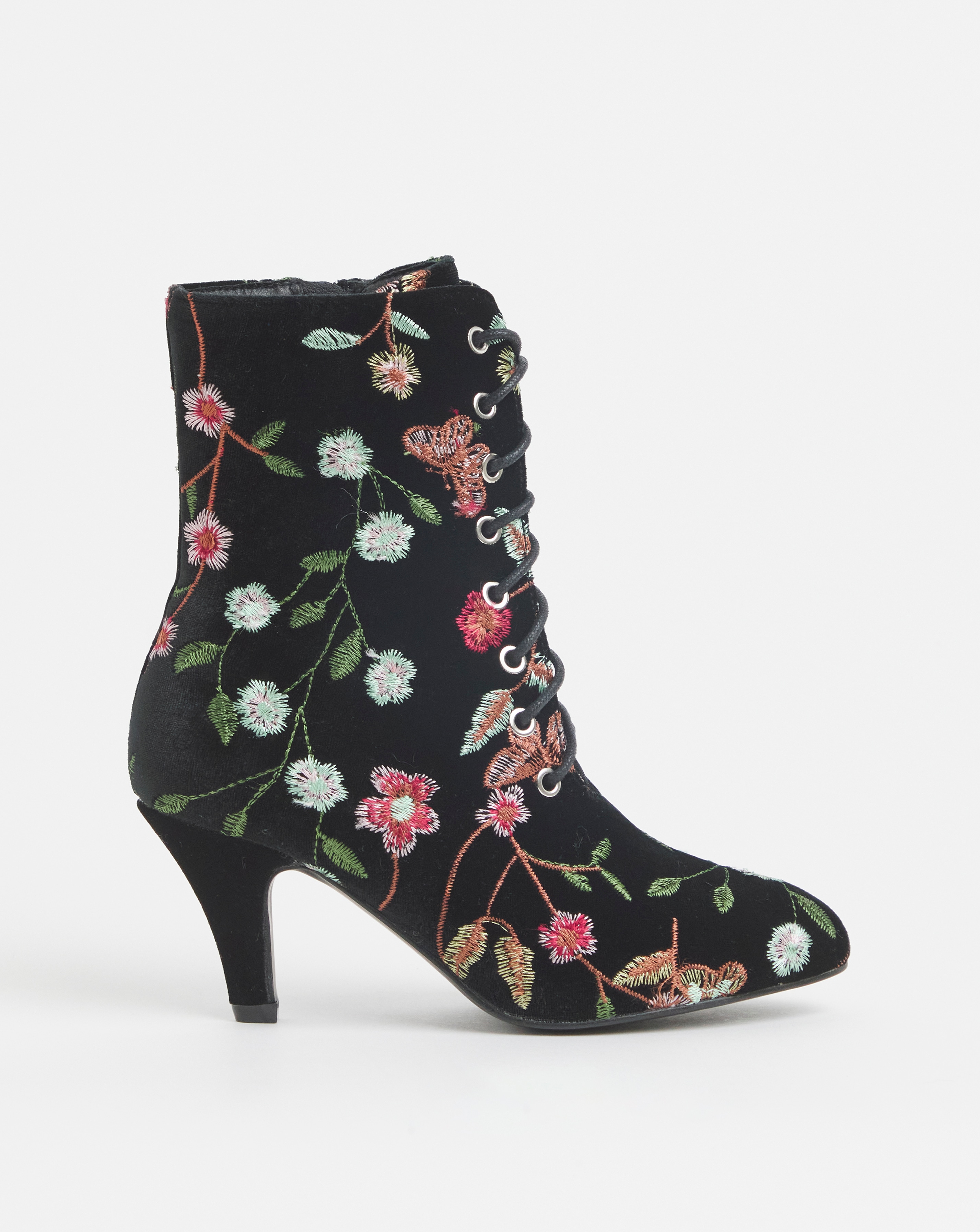 Velvet lace up booties hotsell