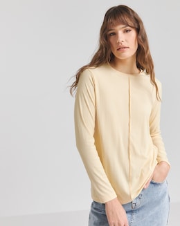 Buttermilk Exposed Seam Rib Top