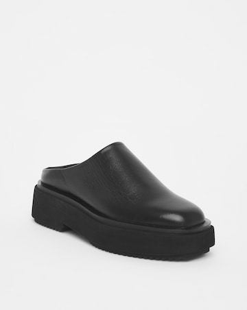 Turin Leather Square Toe Mule Shoes - Wide Fit (E)