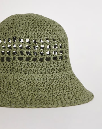Khaki Crochet Straw Hat