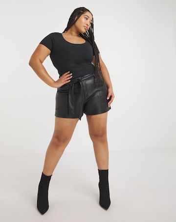 Belted PU Shorts