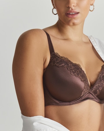 Dorina Push Up Plunge Wired Shiny Microfibre Bra Brown