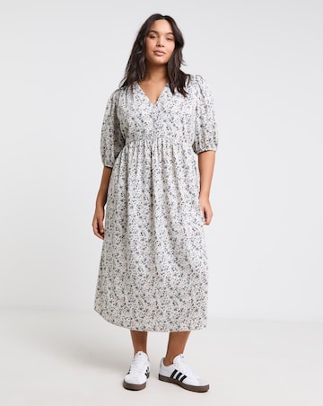 Simply Be Floral Print Button Through Midi Dress With Pockets