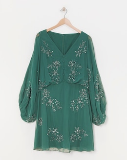 Maya Curve Floral Sequin Embellished Mini Dress