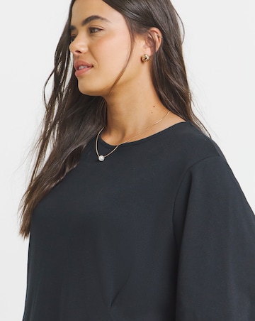 Black Cinched Waist T-Shirt Dress