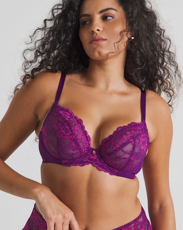 Ann Summers Sexy Lace Planet Two Tone Fuller Bust Non Pad Wired Bra Dark Purple