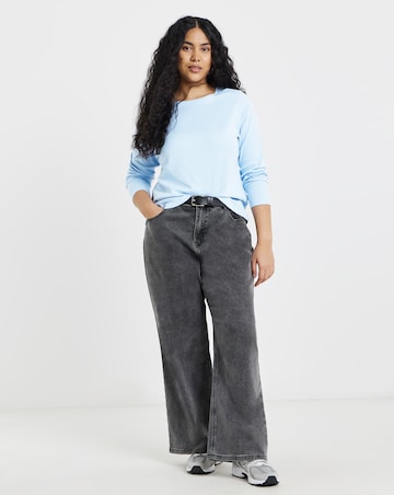 Simply Be Black, Blue & Pink 3 Pack Long Sleeve Rib Tops