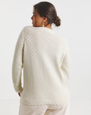 Ivory Sequin Scalloped Cardigan