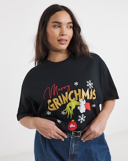 Black Merry Grinchmas Glitter License T-Shirt