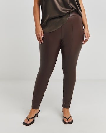 Seam Detail High Waist PU Leggings