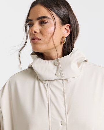 Stone Longline Rubberised Raincoat