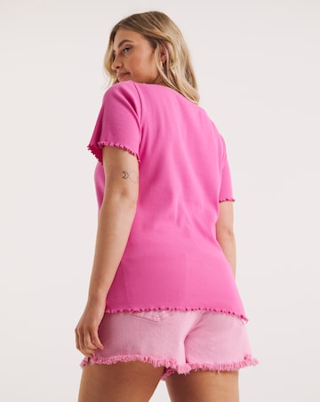 Pink Slash Neck Top