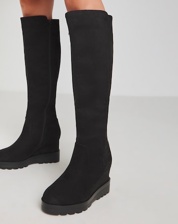 Leyner Stretch Wedge Knee High Boots Extra Wide EEE Fit Super Curvy Calf
