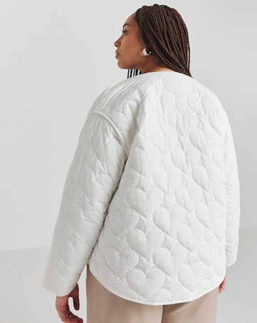 Simply Be White Heart Quilted Jacket
