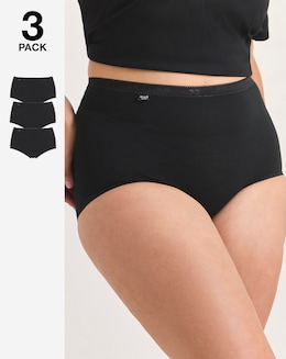Sloggi (3 Pack) Cotton Basic Maxi Knickers, Black, Skintone or White