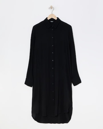 Simply Be Black Longline Crinkle Long Sleeve Shirt