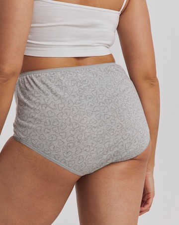 Pretty Secrets 7 Pack Cotton Full Fit Brief Knickers Heart Print