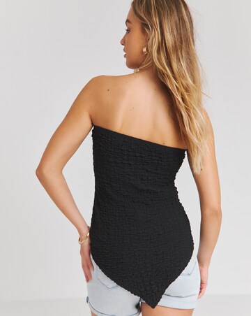 Black Textured Bandeau Top