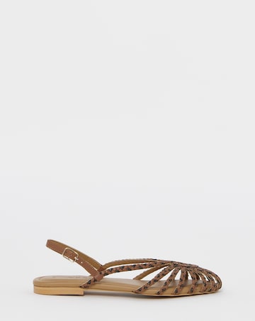 Latrice Leather Woven Detailing Flat Shoes - Extra Wide Fit (EEE)