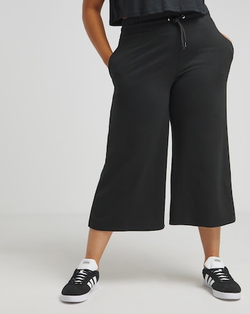 Black Cropped Wide Leg Joggers