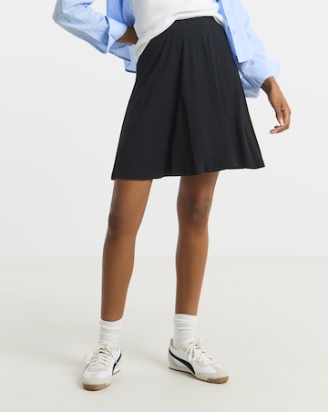 Black V/E Jersey Skater Skirt