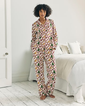 Chelsea Peers Jersey Button Up Christmas Dog Print Pyjama Set