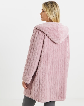 Pretty Secrets Fleece Cable Lounge Cardigan Pink