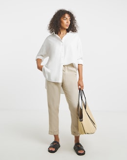 Stone Easy Care Linen Mix Tapered Trouser