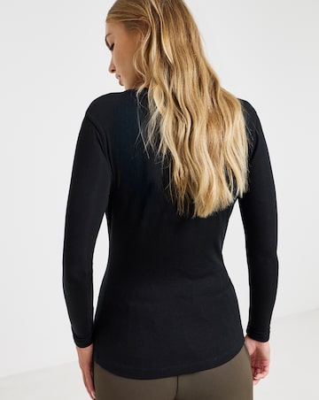 Black Long Sleeve Soft Rib Top