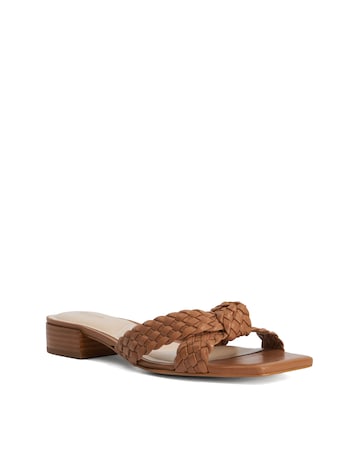 Dune Lacees Tan Woven Leather Sandals - Standard Fit (D)