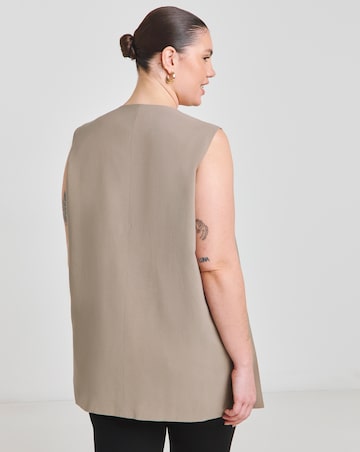 Neutral Soft Twill Longline Waistcoat