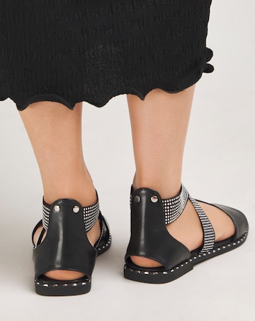 Jade Stretch Cross Flat Sandals - Wide Fit (E)