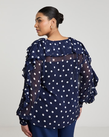 Joanna Hope Crinkle Chiffon Ruffle Blouse