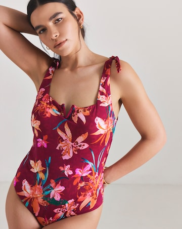 Magisculpt Adjustable Tie Strap V Detail Firm Control Swimsuit