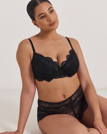 Pretty Secrets Mila Lace Wired Padded Balcony Bra (B-F) Black