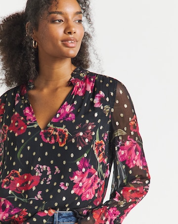 Joanna Hope Lurex Floral Printed Blouse