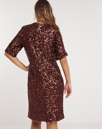 Joanna Hope Copper Sequin T-Shirt Dress