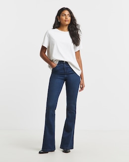Super Stretch Indigo Flared Jeans